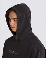 Scripted Double Snap Loose Pullover Hoodie