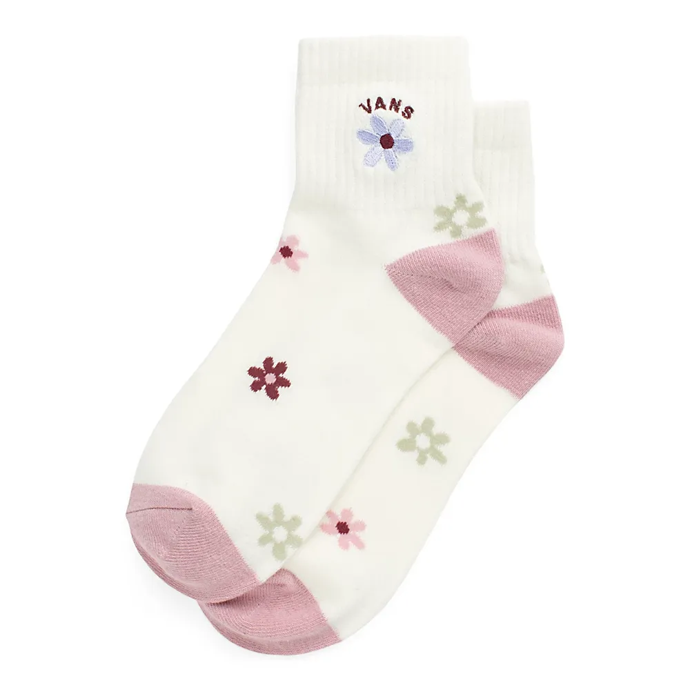 Floral Spaced Half Crew Sock Size 6.5-10