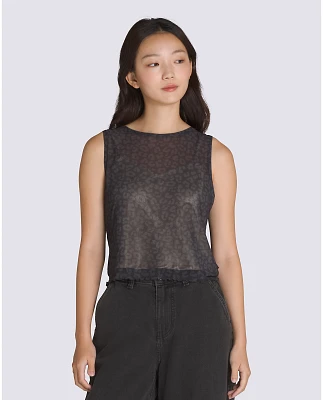 Mesh Satin Sleeveless Top