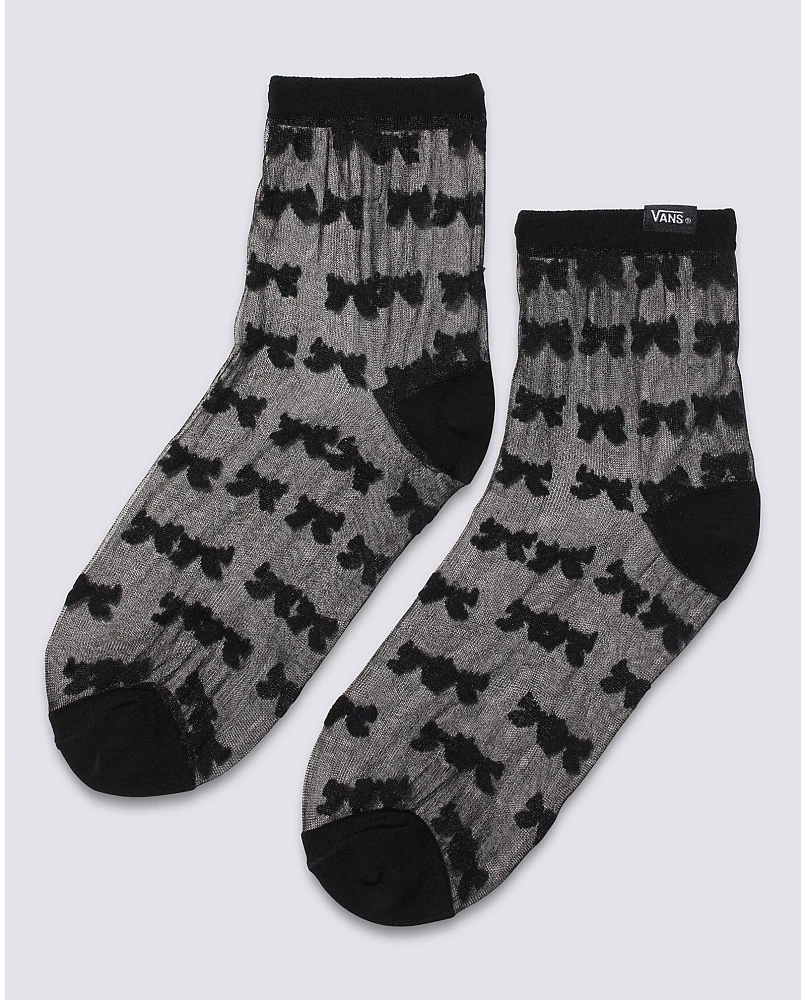 Mesh Bow Half Crew Sock