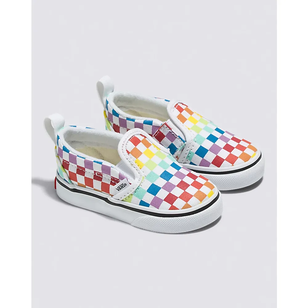 Vans | Toddler Slip-On V Checkerboard Rainbow/True White Shoes