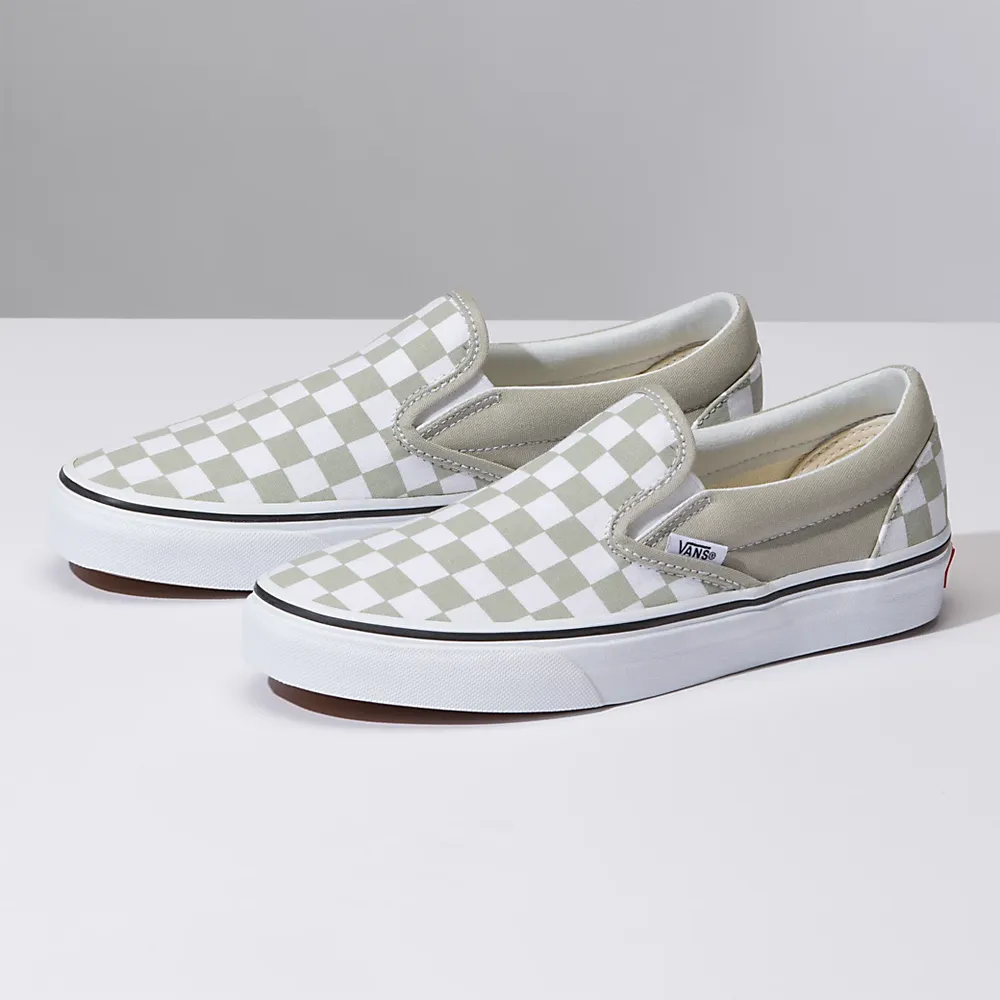Vans | Classic Checkerboard Slip-On Desert Sage/True White Shoe | Bridge Street