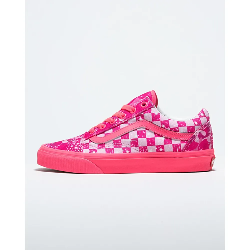 VANS Customs Neon Pink Sparkle Swirl Old Skool Wide