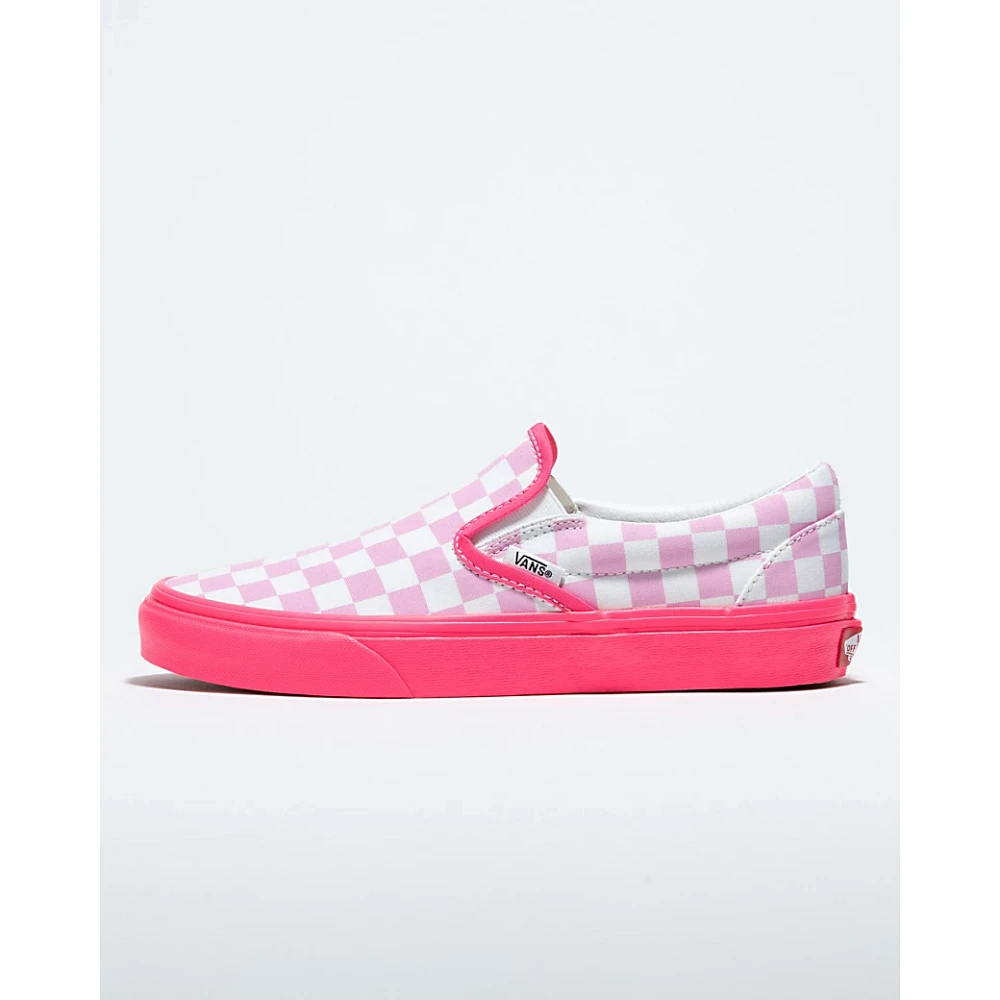 Customs Neon Pink Checkerboard Slip-On Wide