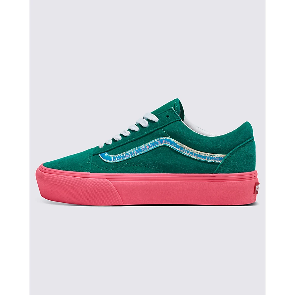 Customs Elevated Ultramarine Green Suede Platform Old Skool Shoe