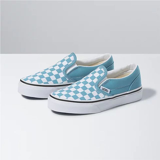 checkered turquoise vans