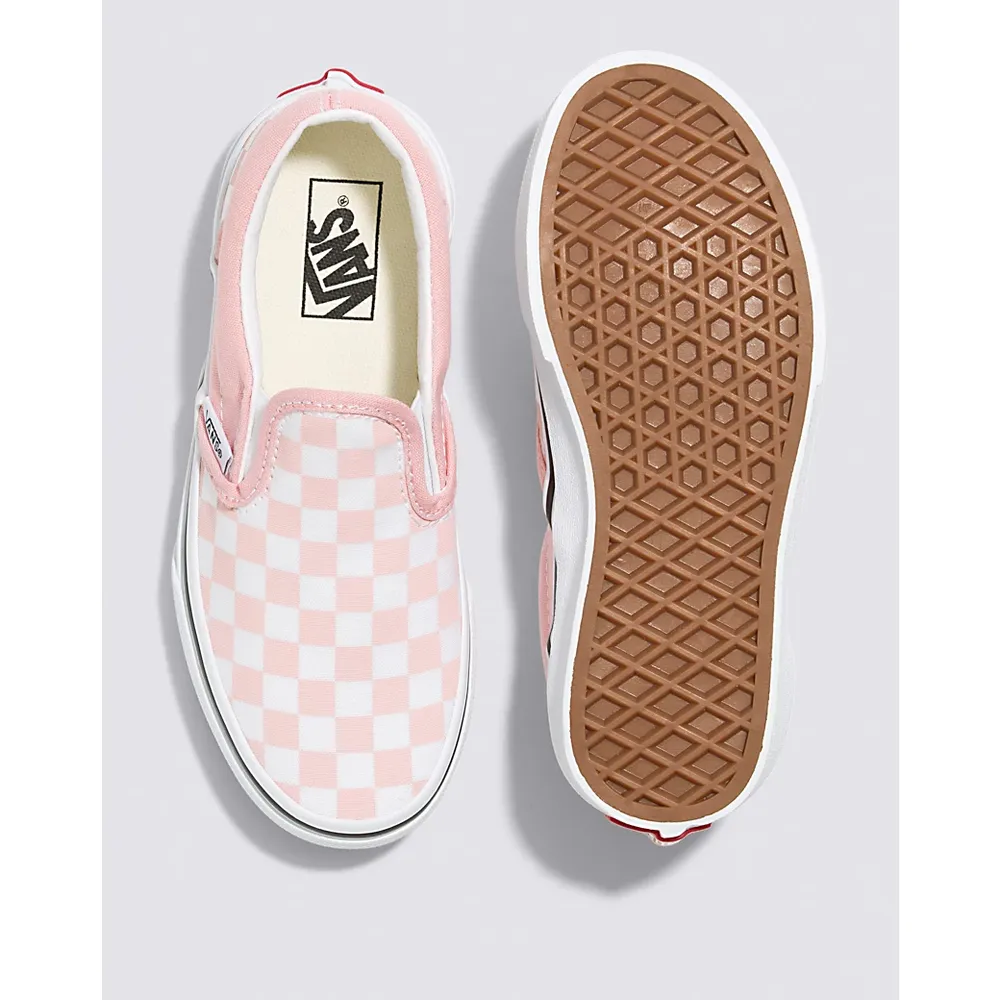 Vans | Kids Classic Checkerboard Slip-On Powder Pink/True White Shoes