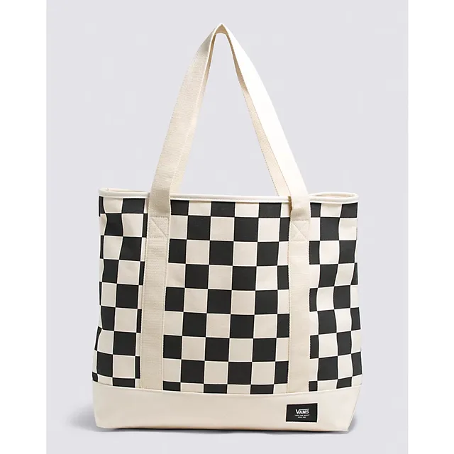 Vans Contortion checkerboard tote bag in blue/white