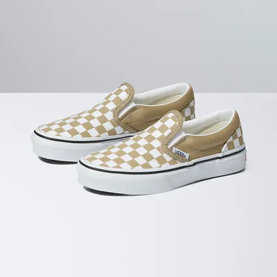 Vans | Kids Classic Slip-On Color Theory Checkerboard Cornstalk Shoes