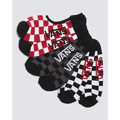 Vans | Classic Super 9.5-13 3 Pack Red/White Checkerboard No Show Socks