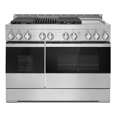 Jennair NOIR™ 48" Gas Professional-Style Range with Chrome-Infused Griddle and Grill
