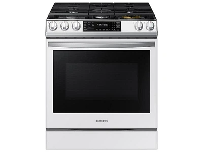 Samsung Bespoke 6.0 cu. ft. Smart Front Control Slide-In Gas Range with Air Fry & Wi-Fi in White Glass