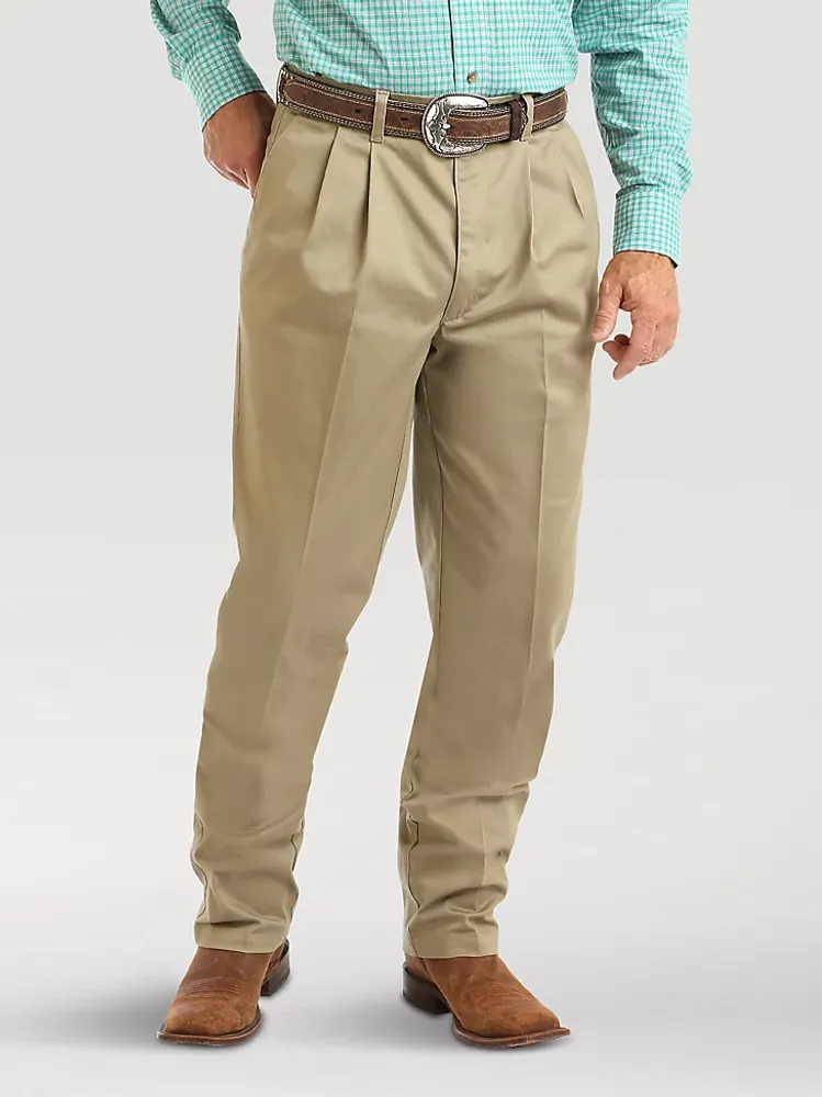 Men's Wrangler Casuals® Pleated Front Relaxed Fit Pants Khaki