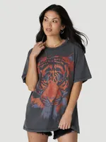 Women's Oversized Tiger Tee Faded Black