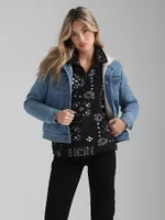 Women's Wrangler® Sherpa Lined Hooded denim Jacket