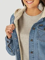 Women's Wrangler® Sherpa Lined Hooded denim Jacket