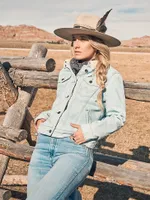 Women's Wrangler Retro® Sherpa Lined Western Denim Jacket Bleached