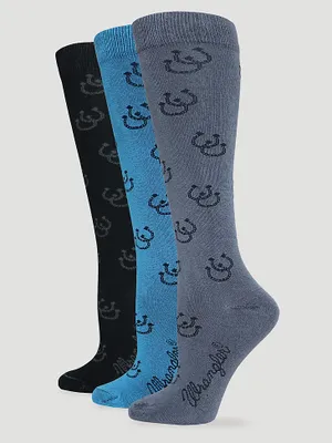 Womens Horse Shoe Knee High Socks:Assorted:M