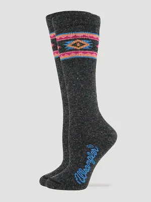 Women's Wrangler® Angora Southwest Knee High Socks in Charcoal