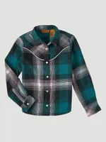 Girl's Long Sleeve Flannel Plaid Western Snap Shirt Damsel