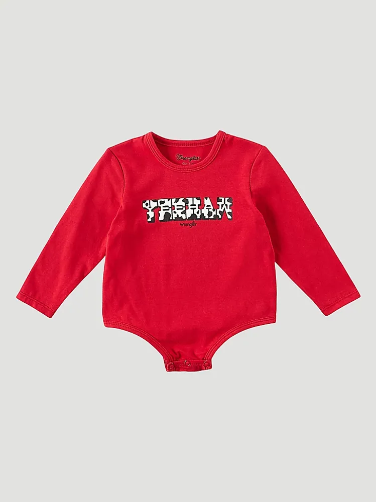 Little Girl's Long Sleeve Yeehaw Graphic Bodysuit Scarlett