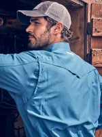 Men's Wrangler Performance Snap Long Sleeve Solid Shirt High Tide