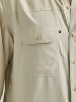 Men's Wrangler Performance Button Front Long Sleeve Solid Shirt Overcast