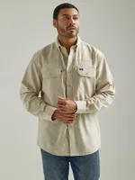 Men's Wrangler Performance Button Front Long Sleeve Solid Shirt Overcast