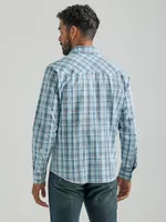 Men's Long Sleeve Fashion Western Snap Plaid Shirt Multi Blue