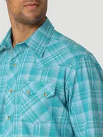 Men's Wrangler Retro® Long Sleeve Sawtooth Snap Pocket Western Shirt Teal Blue