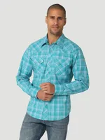 Men's Wrangler Retro® Long Sleeve Sawtooth Snap Pocket Western Shirt Teal Blue