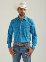 Men's 20X® Competition Advanced Comfort Long Sleeve Western Snap Print Shirt Azul