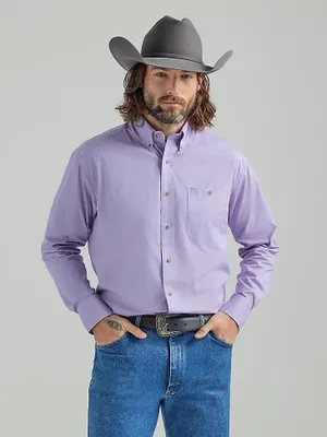 Men's George Strait® Long Sleeve One Pocket Button Down Solid Shirt Lilac