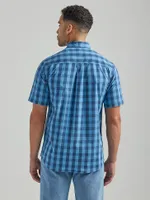 Wrangler Rugged Wear® Short Sleeve Wrinkle Resist Plaid Button-Down Shirt Deep blue