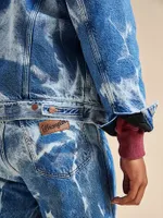 Men's Sherpa Lined Denim Jacket Tie And Dye Bleach