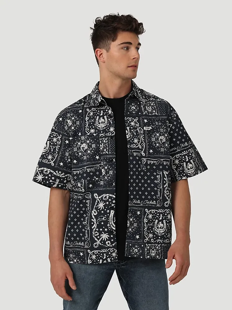 Men's Printed Woven Shirt Dark Sapphire