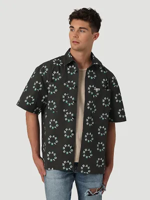 Men's Printed Woven Shirt Pirate Black