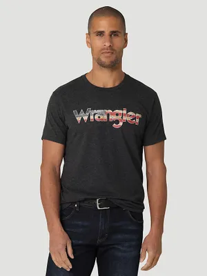 Wrangler®American Flag Kabel T-Shirt Caviar Heather