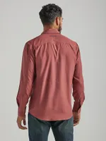 Men's Wrangler Performance Button Front Long Sleeve Solid Shirt Red
