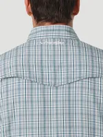 Men's Wrangler Performance Snap Long Sleeve Plaid Shirt Teal