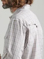 Men's Wrangler Performance Snap Long Sleeve Plaid Shirt Tan