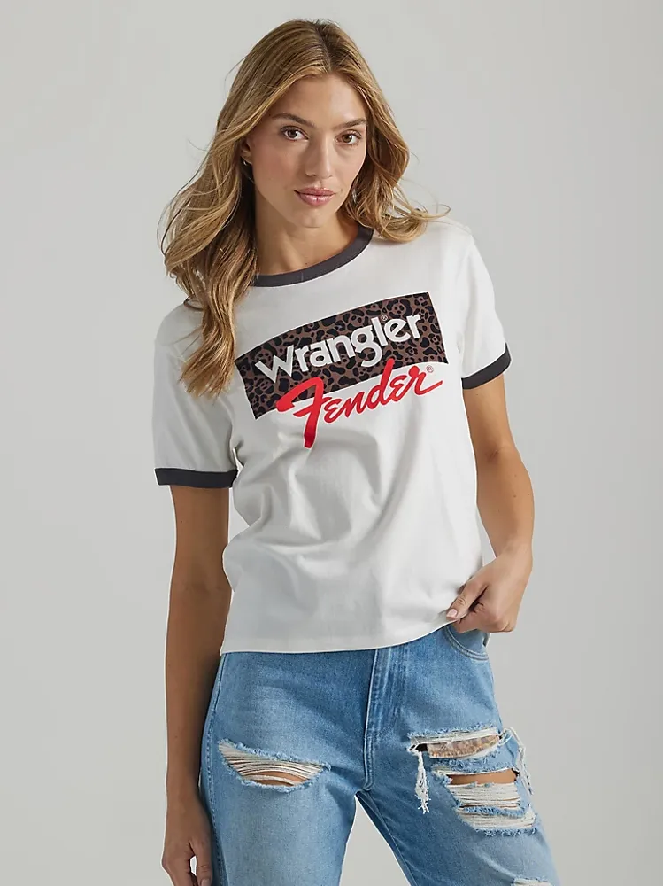 Wrangler Fender Womens Relaxed Ringer Tee:Faded Black:XS