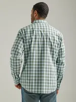 Men's Wrinkle Resist Long Sleeve Western Snap Plaid Shirt Mossy Green