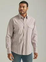 Men's Wrinkle Resist Long Sleeve Western Snap Stripe Shirt Sandy Brown