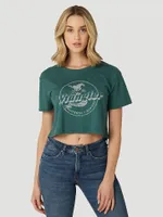 Women's Wrangler Galloping Boyfriend Crop Tee Junebug Heather