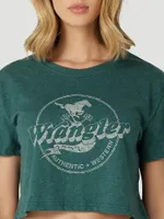 Women's Wrangler Galloping Boyfriend Crop Tee Junebug Heather