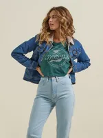 Women's Wrangler Galloping Boyfriend Crop Tee Junebug Heather