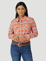 Women's Essential Long Sleeve Plaid Poplin Western Snap Shirt