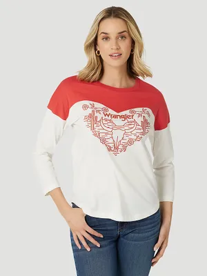 Women's Wrangler Heart Long Sleeve Graphic Tee White