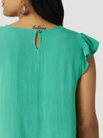 Women's Wrangler Retro Embroidered Babydoll Top Green